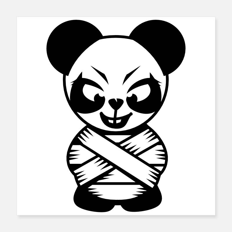 Panda avec camisole de force et yeux fous Poster 40 x 40 cm
