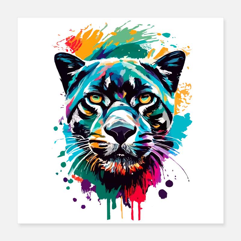 Panthère Jaguar Léopard - Chat panthère noire Poster 40 x 40 cm