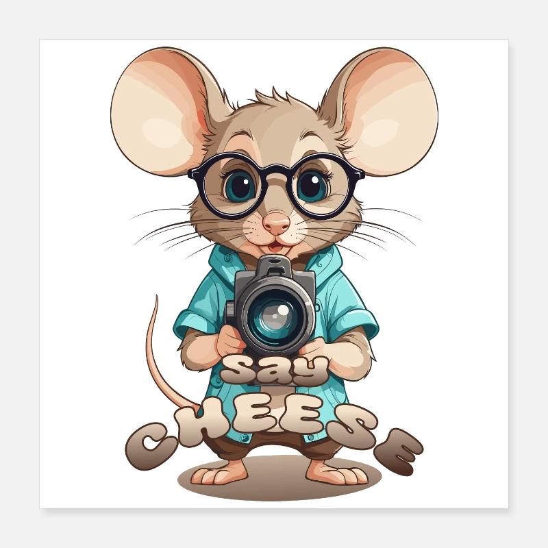 Maus mit Kamera Poster 40x40 cm