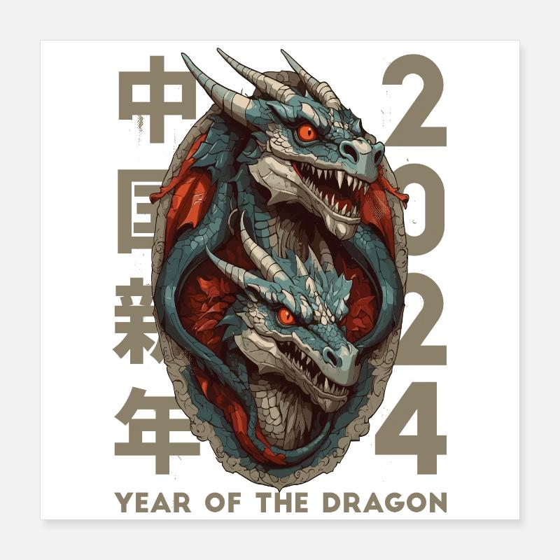 Dragon chinois Poster 40 x 40 cm