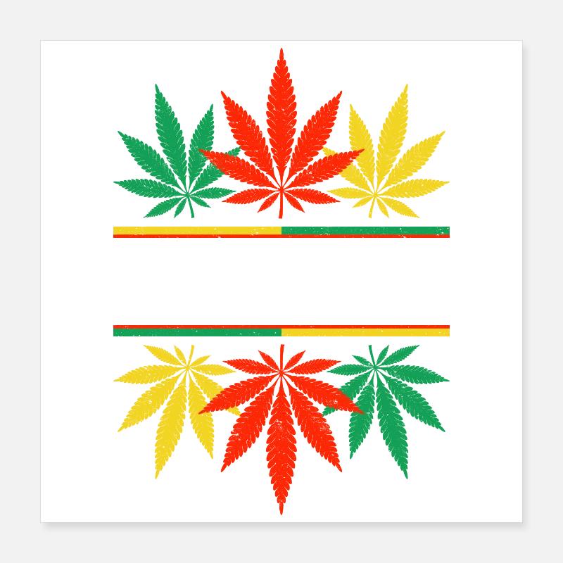 Lebendiges Design mit Cannabisblattmustern Poster 40x40 cm