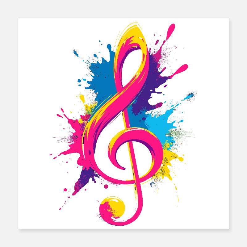 Colorful clef with paint splashes Poster 16" x 16" (40x40 cm)