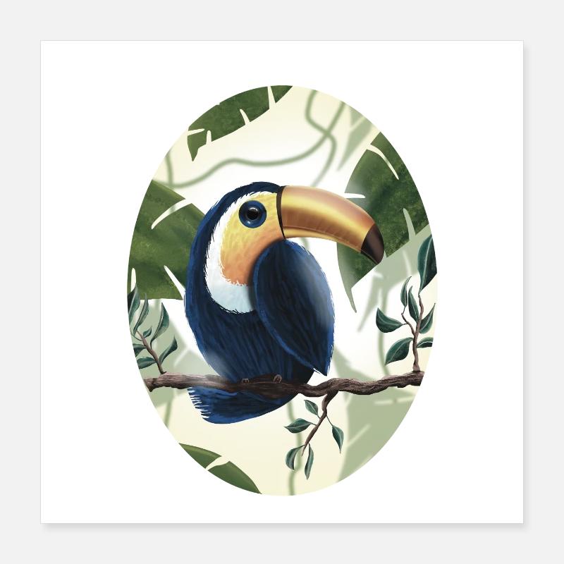 Toucan on Tree Branch Poster 16" x 16" (40x40 cm)