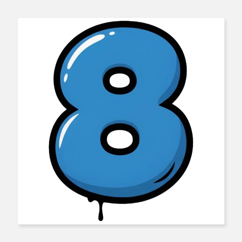 Illustration de ballon bleu numéro 8 Poster 40 x 40 cm