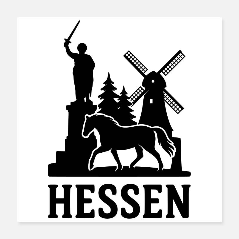 hessen silhouette Poster 40x40 cm