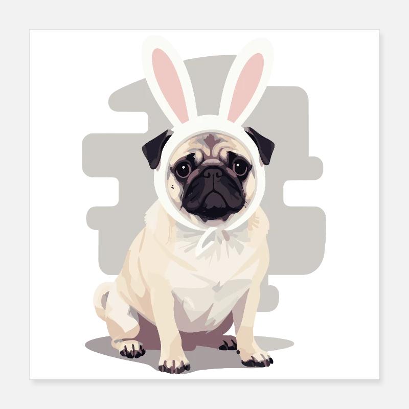 Mops Bunny Poster 40x40 cm