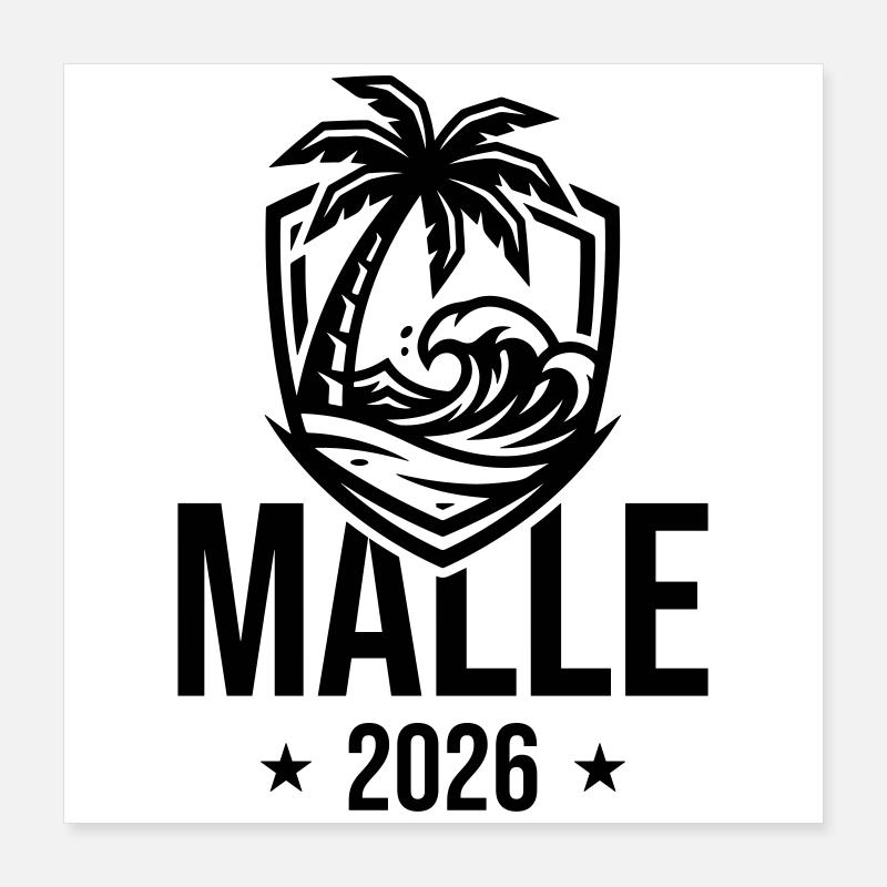 Malle 2026 Palm Trees Beach Poster 16" x 16" (40x40 cm)