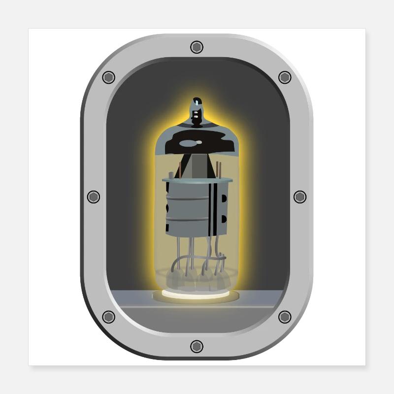 Röhre hinter Schauglas Poster 40x40 cm