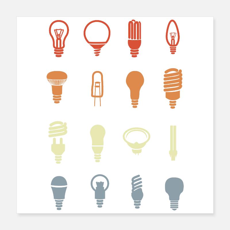 Douilles d’ampoules Poster 40 x 40 cm