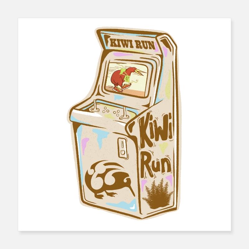 Kiwi Run Arcade Rétro Poster 40 x 40 cm