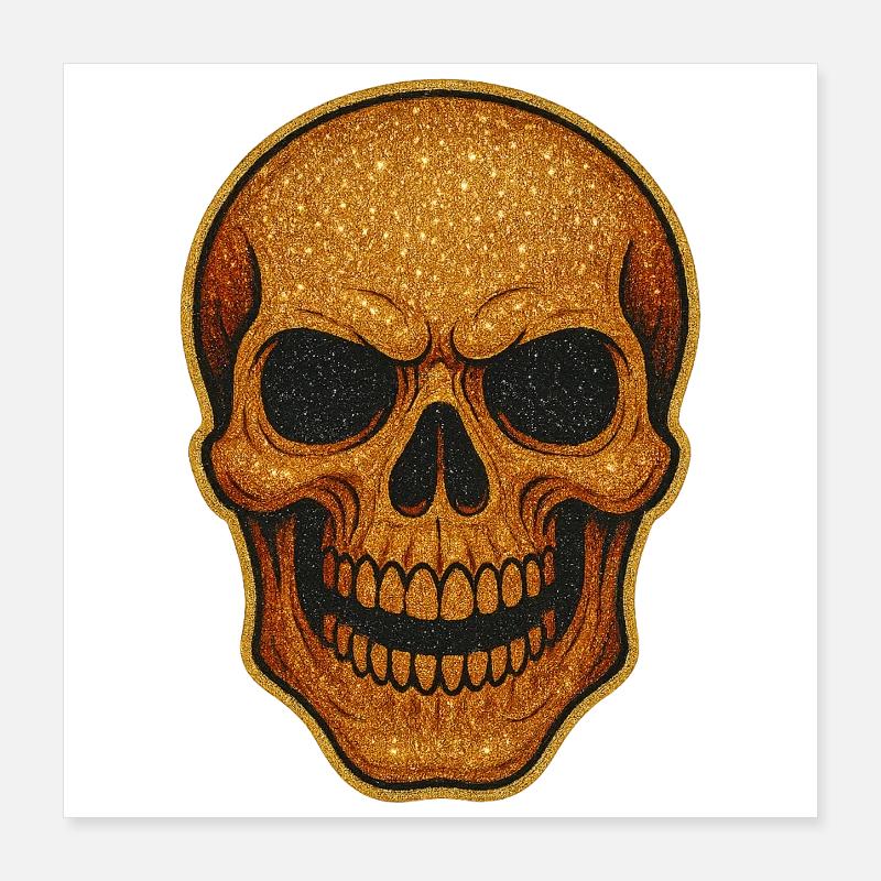Glitzernder Goldschädel Schädel-Design Poster 40x40 cm