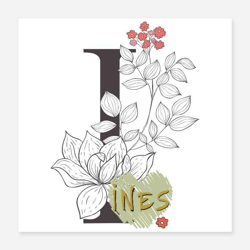 Buchstabe I Ines  Poster 40x40 cm