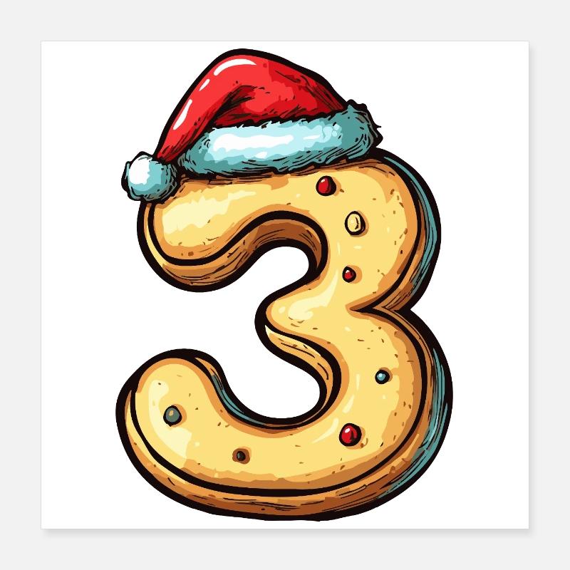 Biscuit de Noël à 3 chiffres Poster 40 x 40 cm