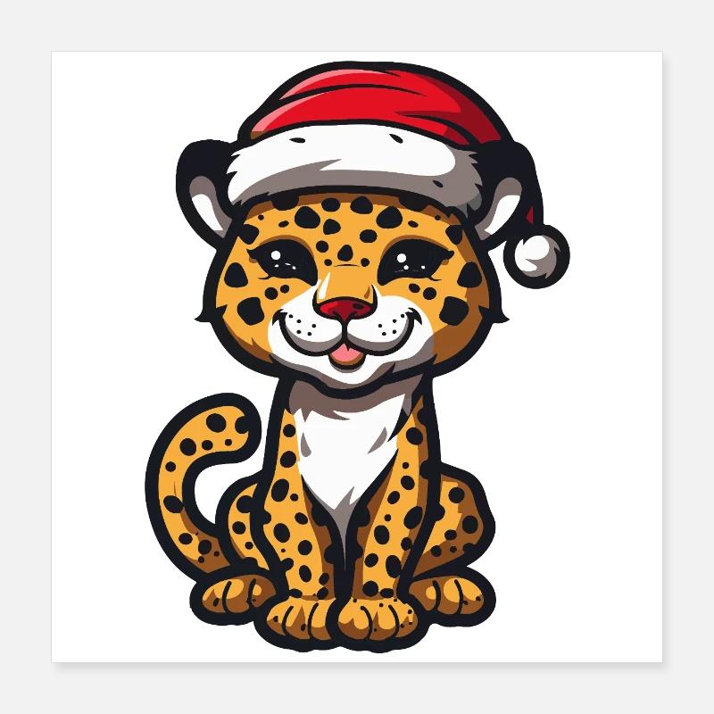 Noël léopard Poster 40 x 40 cm