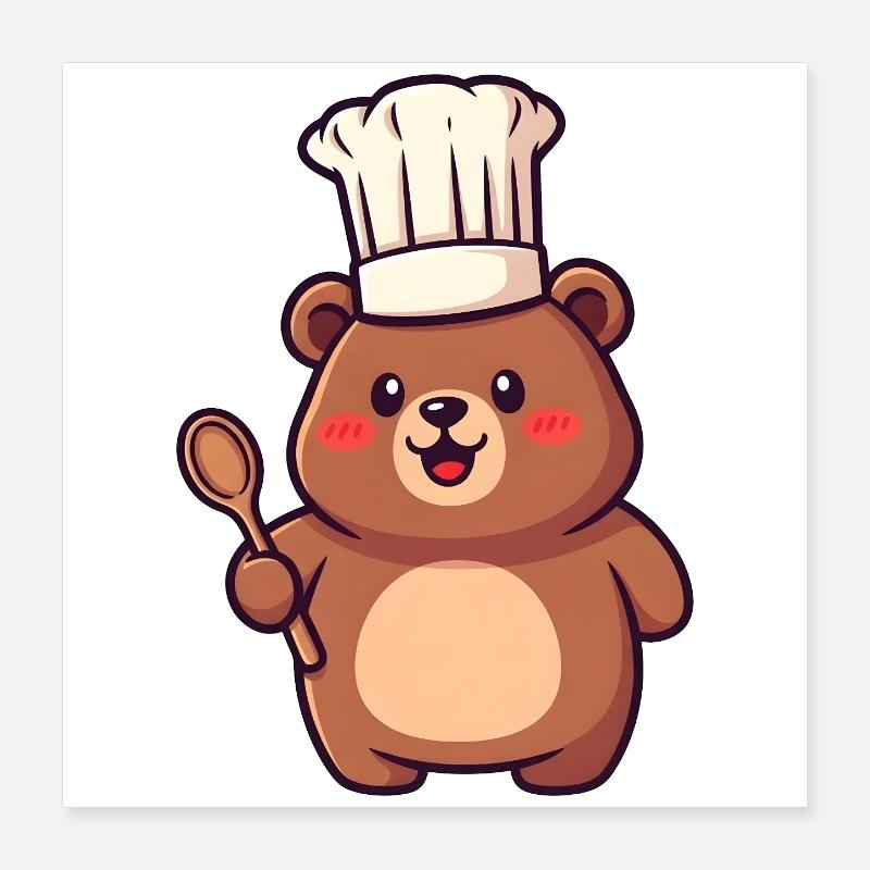 Chefbärchen with chef's hat Poster 16" x 16" (40x40 cm)