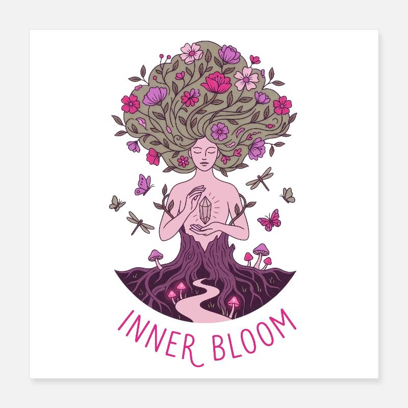 Floraison intérieure - Méditation de la Fleur Zen Poster 40 x 40 cm