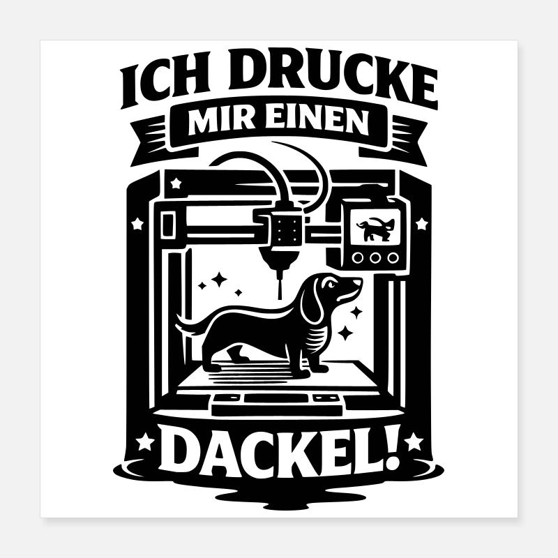 Dachshund 3D Printer Crafting Dog Poster 16" x 16" (40x40 cm)