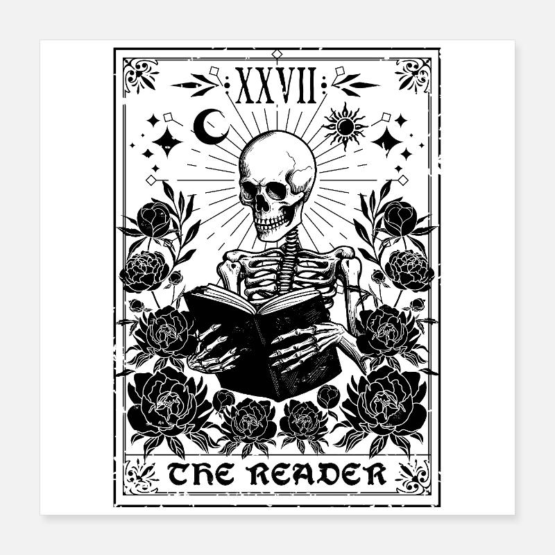 The Skeleton Reader Mystical Tarot  Poster 16" x 16" (40x40 cm)