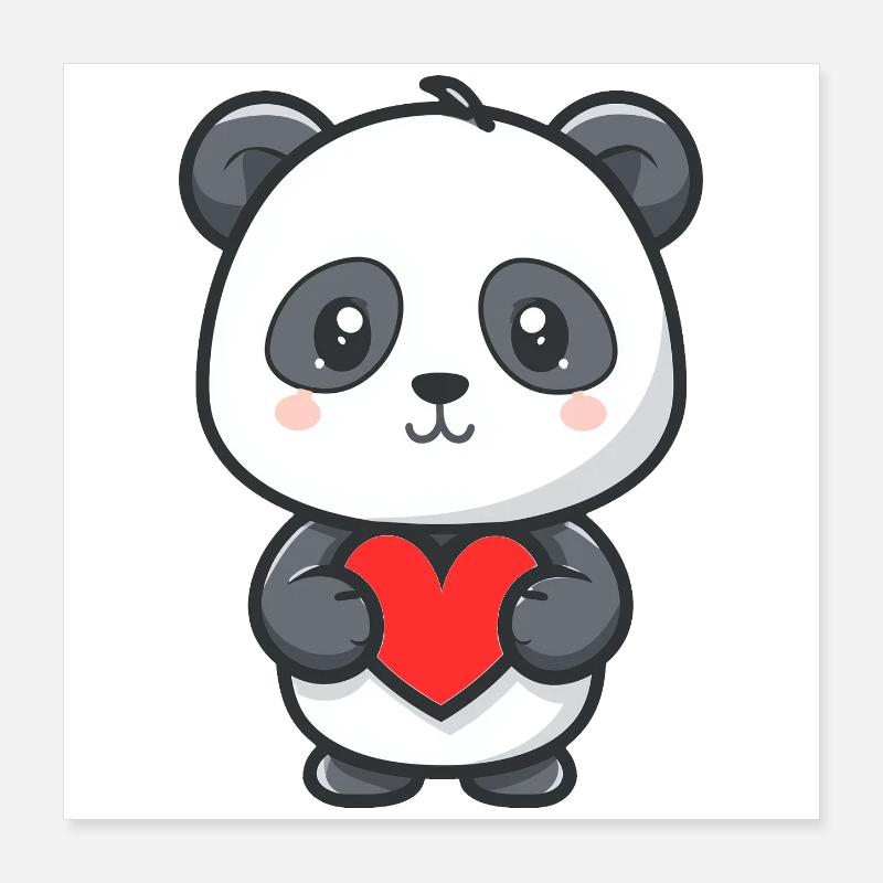 Süßes Baby-Panda mit Herz Poster 40x40 cm