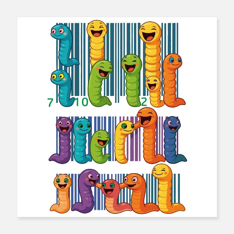Collection de codes-barres colorés pour vers Poster 40 x 40 cm