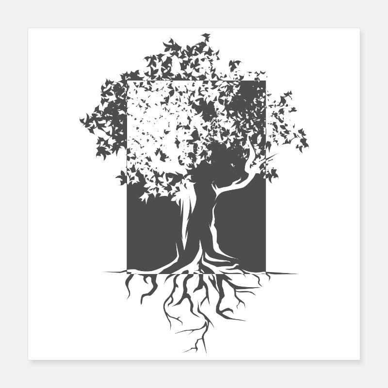 tree illustration root nature art graphic icon Poster 16" x 16" (40x40 cm)