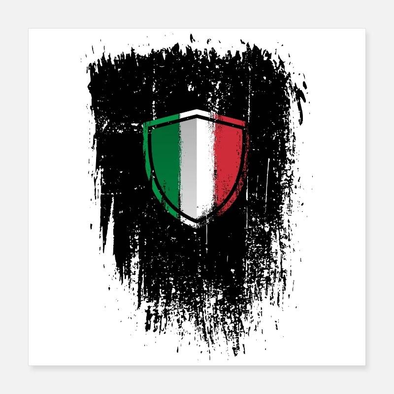 Distressed Italian Flag Shield Poster 16" x 16" (40x40 cm)