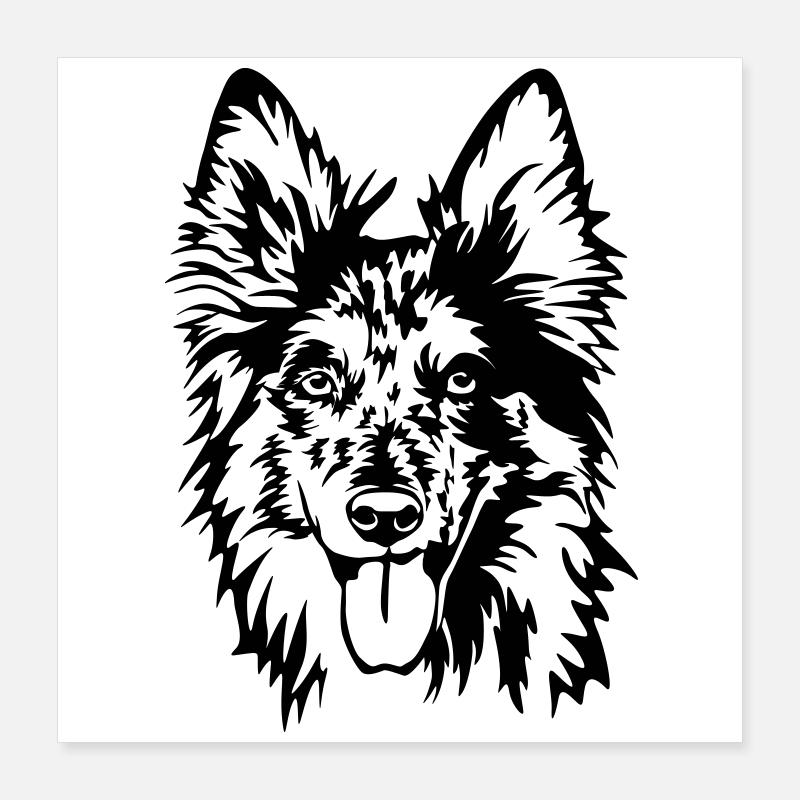 Tiger (old German herding dog) head Poster 16" x 16" (40x40 cm)