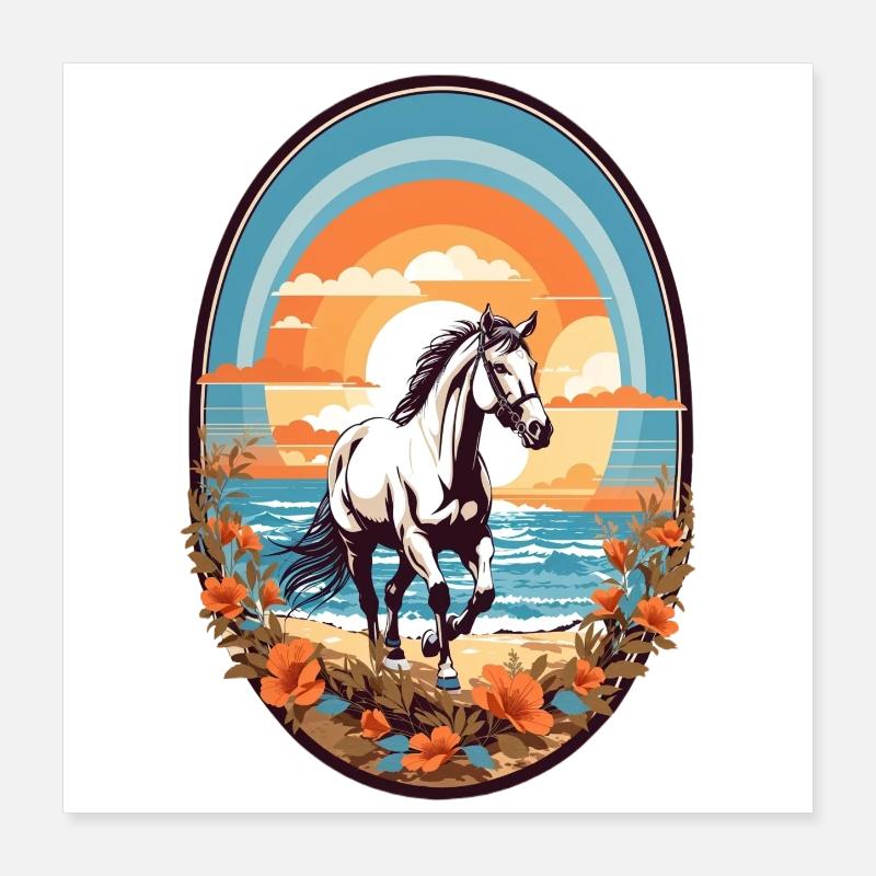 Pferd am Strand Poster 40x40 cm
