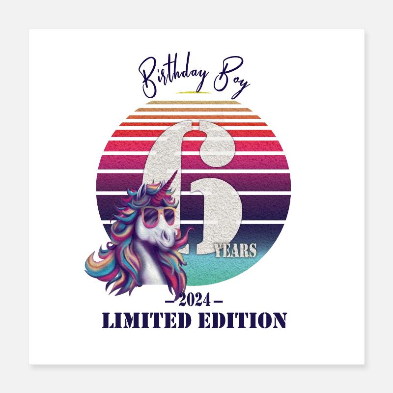 Birthday Boy Édition limitée de 6 ans Poster 40 x 40 cm