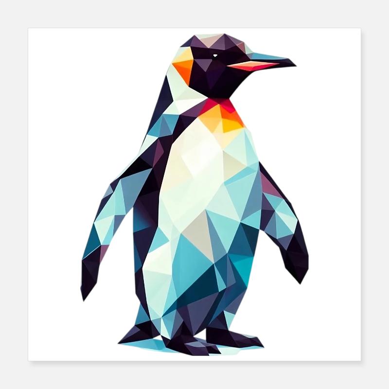 Polygonaler Pinguin Poster 40x40 cm