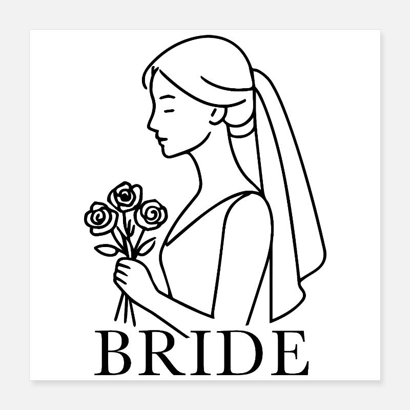 Illustration Mariée Poster 40 x 40 cm
