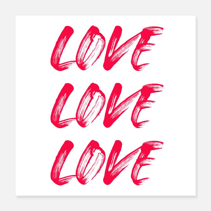 Love Three Couple Wedding Bride Groom Poster 16" x 16" (40x40 cm)