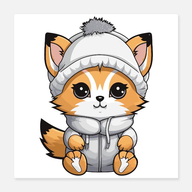 Fuchs Winter Comic Poster 40x40 cm