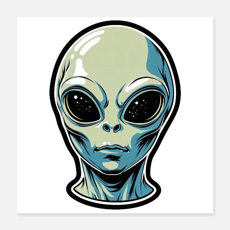 Alien Kopf Illustration Poster 40x40 cm