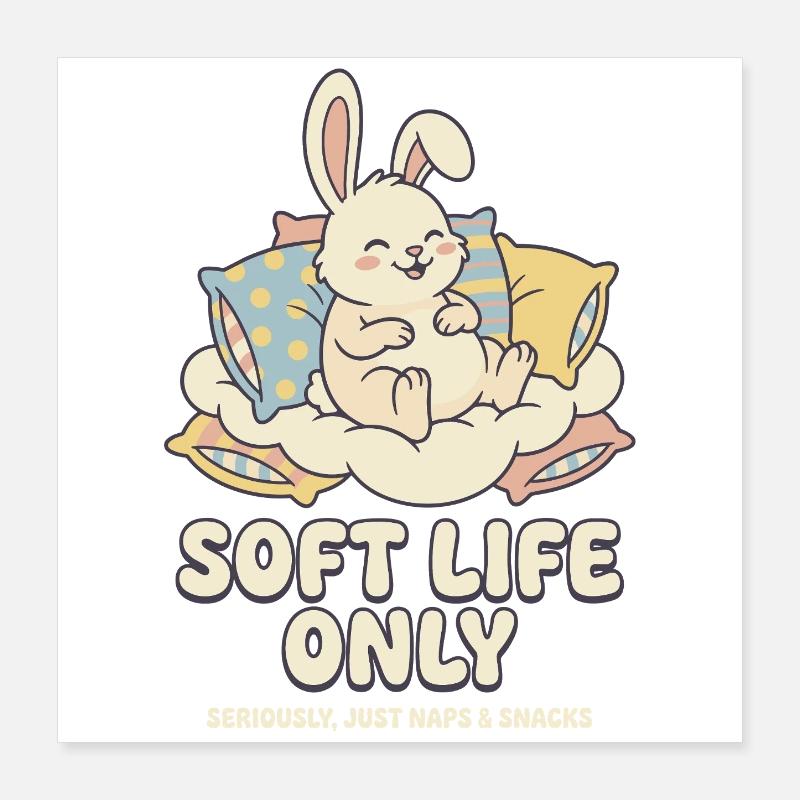 Cuddly bunny on cloud cushion Poster 16" x 16" (40x40 cm)