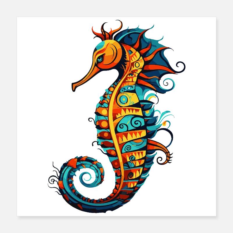 Hippocampe de bande dessinée Seahorse Poster 40 x 40 cm
