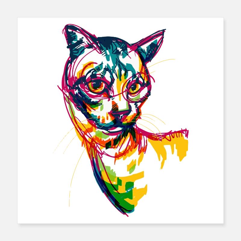 Neon Cat Poster 40 x 40 cm