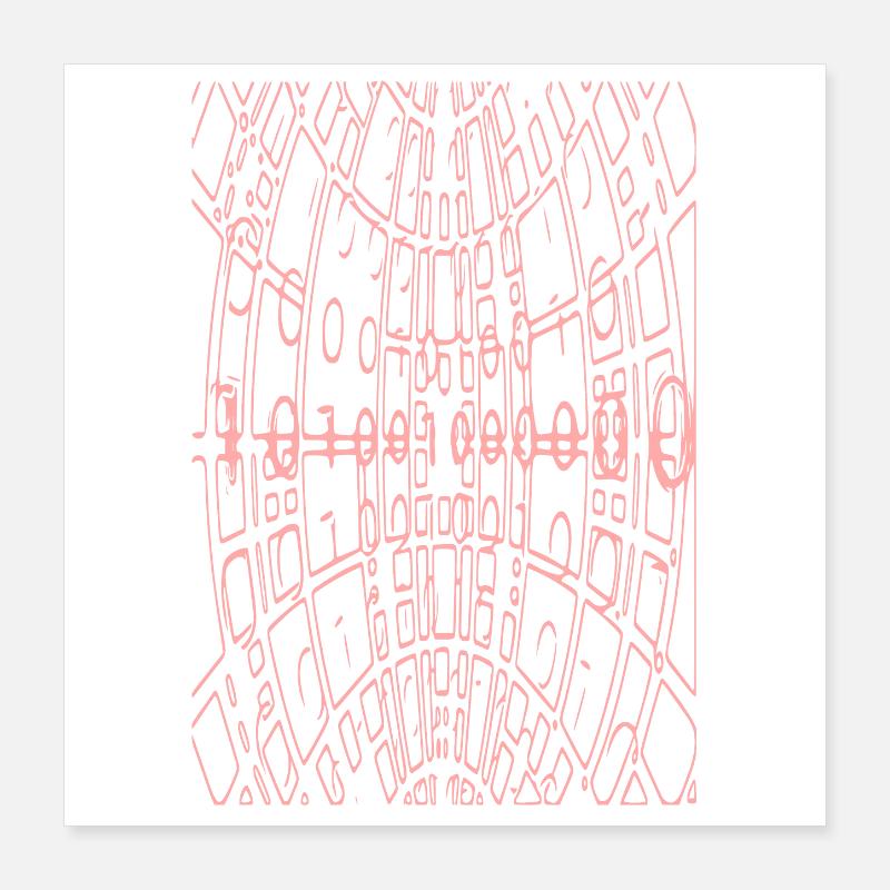 Code binaire Abstrait (rose) Poster 40 x 40 cm