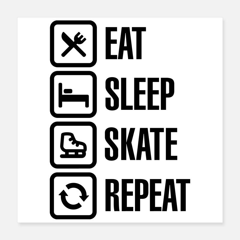 Eat sleep figure Eis skate repeat Poster 40x40 cm