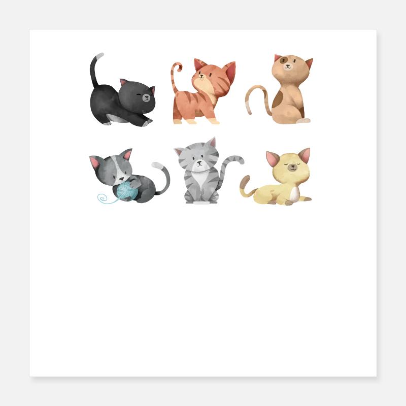 Illustration de chats Poster 40 x 40 cm