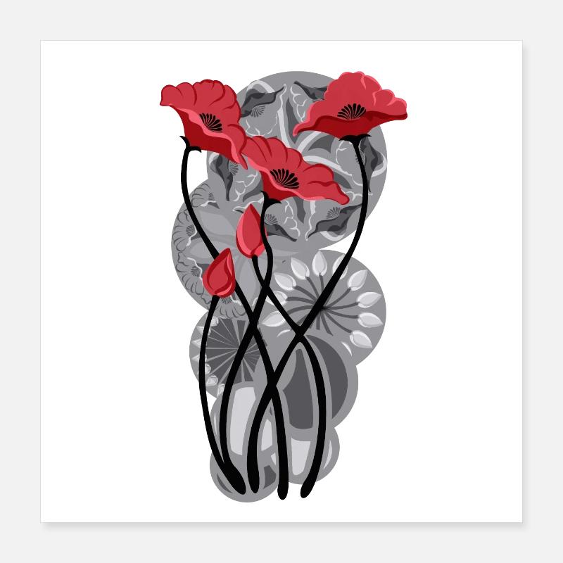Papillon Coquelicot Tattoo Poster 40 x 40 cm