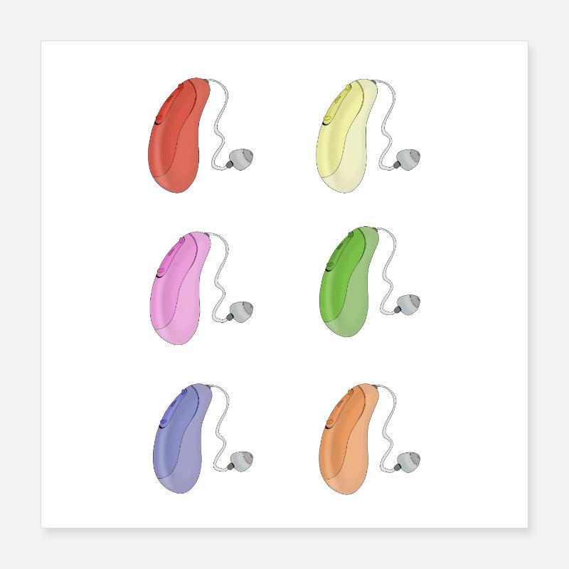 Aides auditives colorées Poster 40 x 40 cm