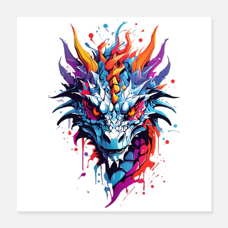 Coole Drache Poster 40x40 cm