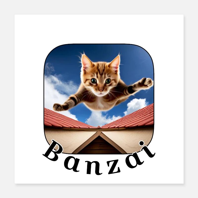 Banzai Cat 2 Poster 40 x 40 cm