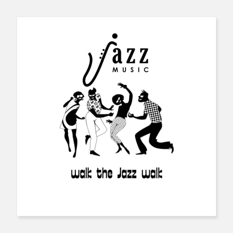 Jazz-Noten in minimalistischer Silhouette - Poster 40x40 cm - Weiß