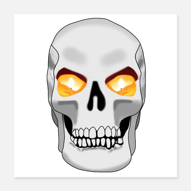 Crâne avec bougie Poster 40 x 40 cm