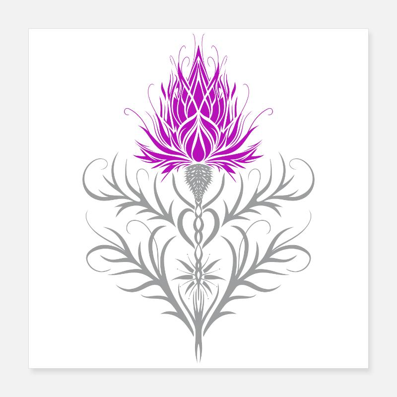 Distel Tattoo Scottish Thistle Botanical Art Poster 40x40 cm