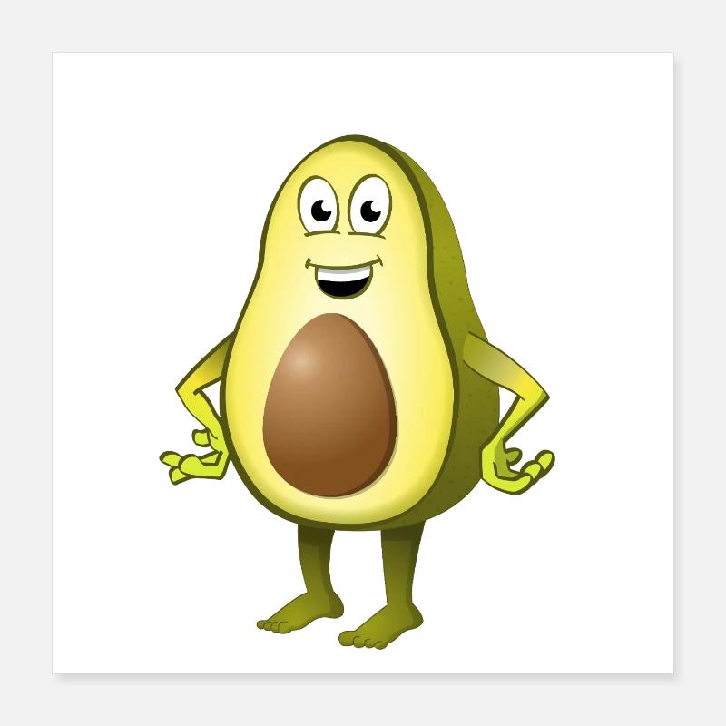 Cheerful Avocado with Playful Face Expression Poster 16" x 16" (40x40 cm)