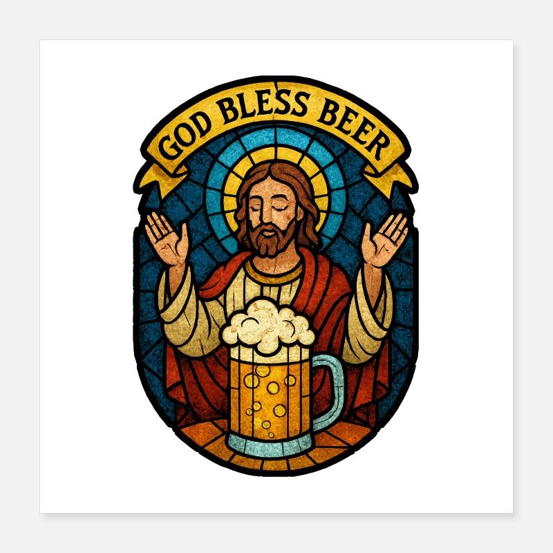 God Bless Beer Poster 16" x 16" (40x40 cm)