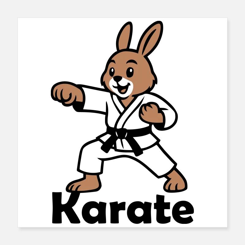 Karaté Lapin Poster 40 x 40 cm
